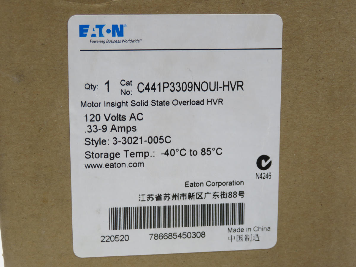 Eaton #C441P3309NOUI-HVR, overload relay, 3P, 110-120VAC Cont, 0.33-9A AMP (2 available) - Image 4