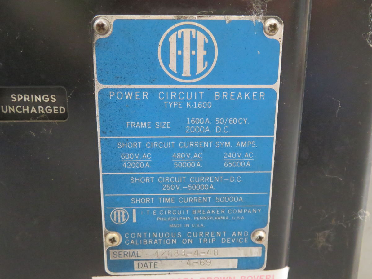 1600 Amps, ITE, K-1600, Air Circuit Breaker, Draw-Out, 600 Volts AC - Image 7