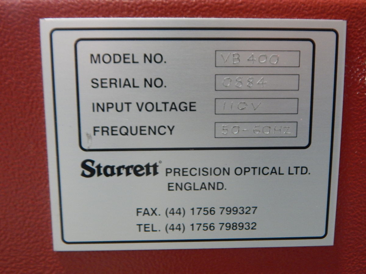 16" Starrett #VB400, Benchtop Optical Comparator, 250 mm X-Travel, 150 mm Y-Travel, 90 kg Load Capacity - Image 9
