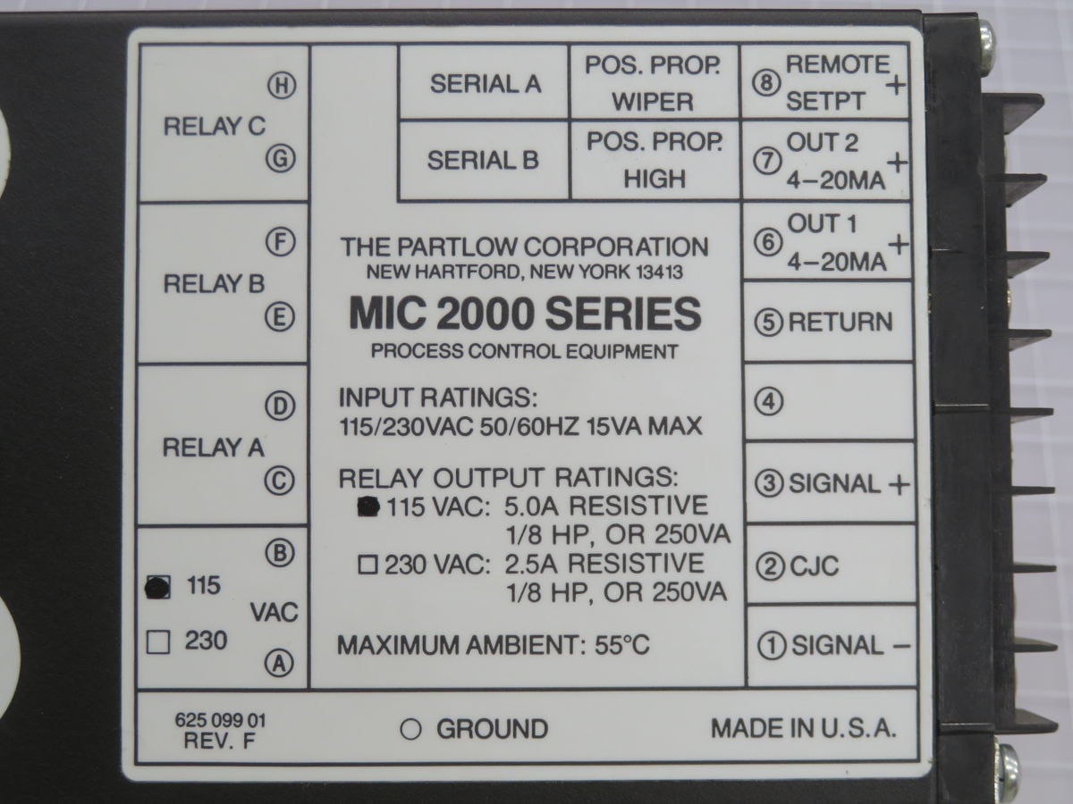 Partlow #2111001, Temperature Controller, 250 VA, 5A @ 115 VAC, 2.5A @ 230 VAC - Image 3