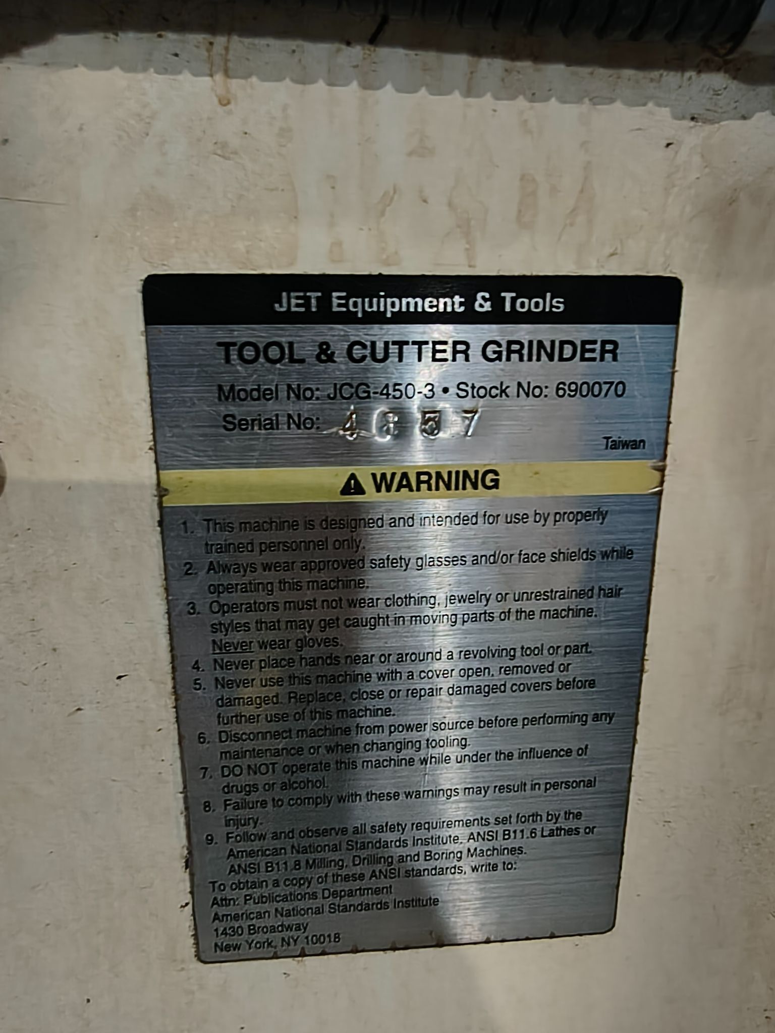 Jet #JCG-450-3, tool & cutter grinder - Image 6
