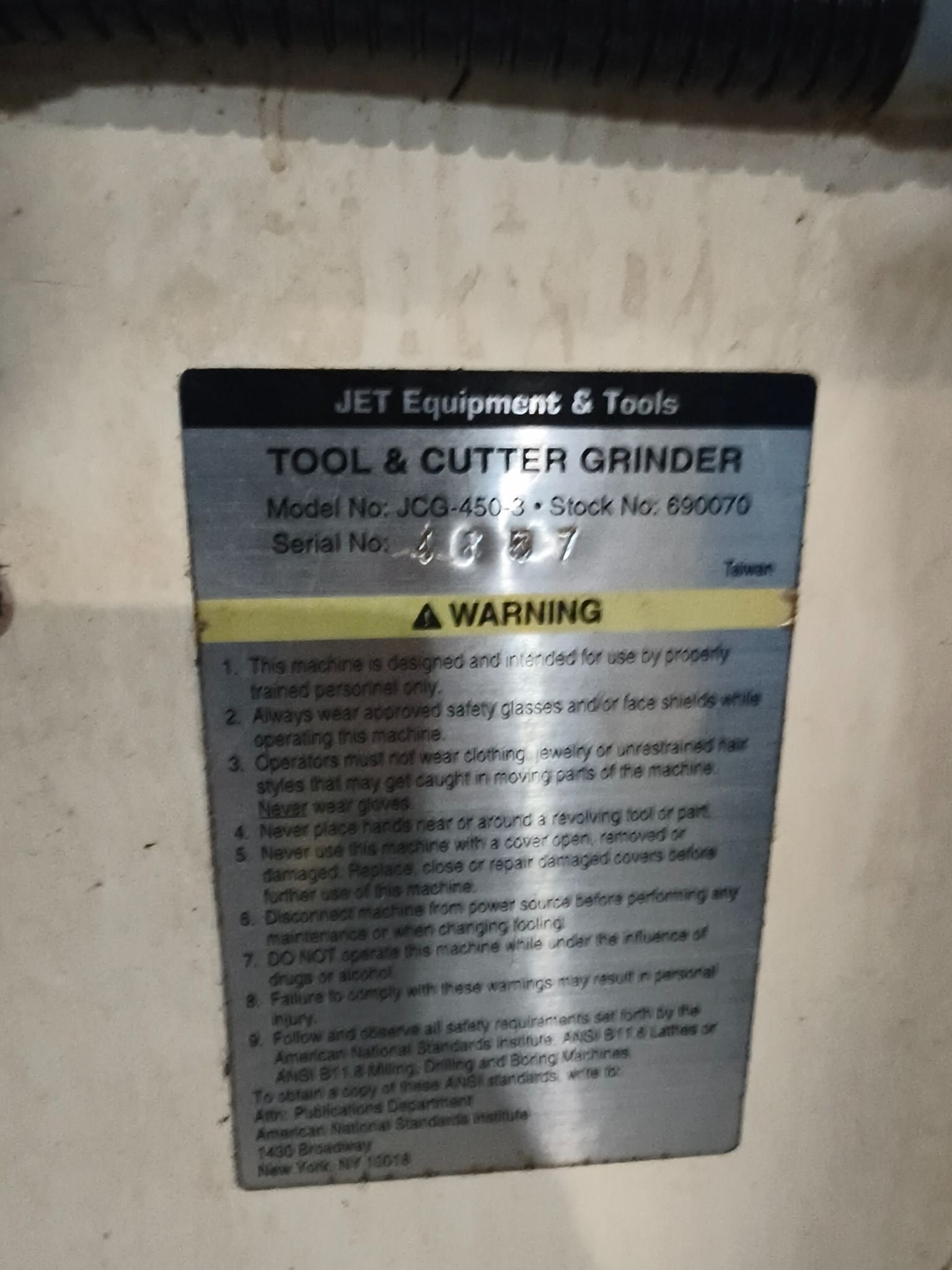 Jet #JCG-450-3, tool & cutter grinder - Image 7