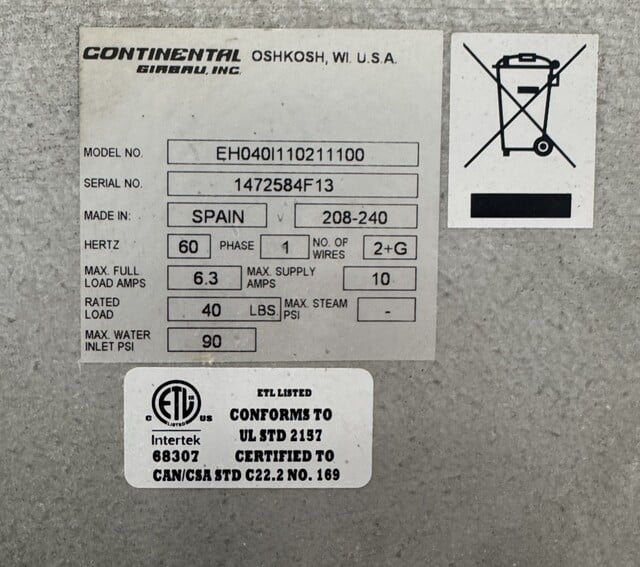 40 lb. Continental Girbau #EH040, Washer Extractor, 2013 - Image 7