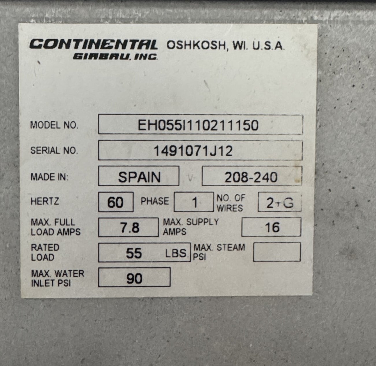 55 lb. Continental Girbau #EH055, Washer Extractor, 2012 - Image 7