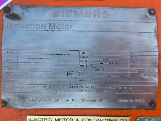 350 HP 1800 RPM Siemens, Frame 505U, Drip-Proof Ball Bearing, 2300 Volts - Image 2