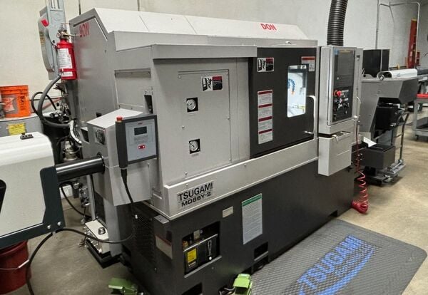 Tsugami #M08SY-II, CNC lathe, Fanuc 0iTF Plus Control, LNS QLS80 S2 barfeeder, 8" chuck, 2.56" bar, 2021 - Image 1