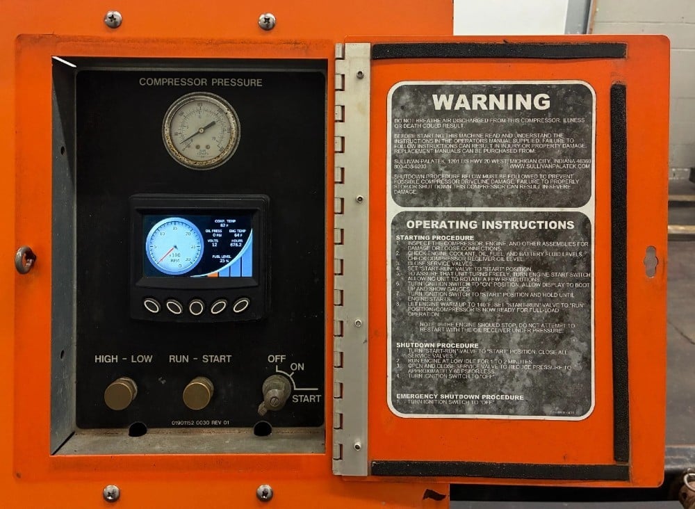 210 cfm, 100/150 psig, Sullivan Palatek #D210PHDZ, Diesel Portable Air Compressor, 676 hours - Image 3