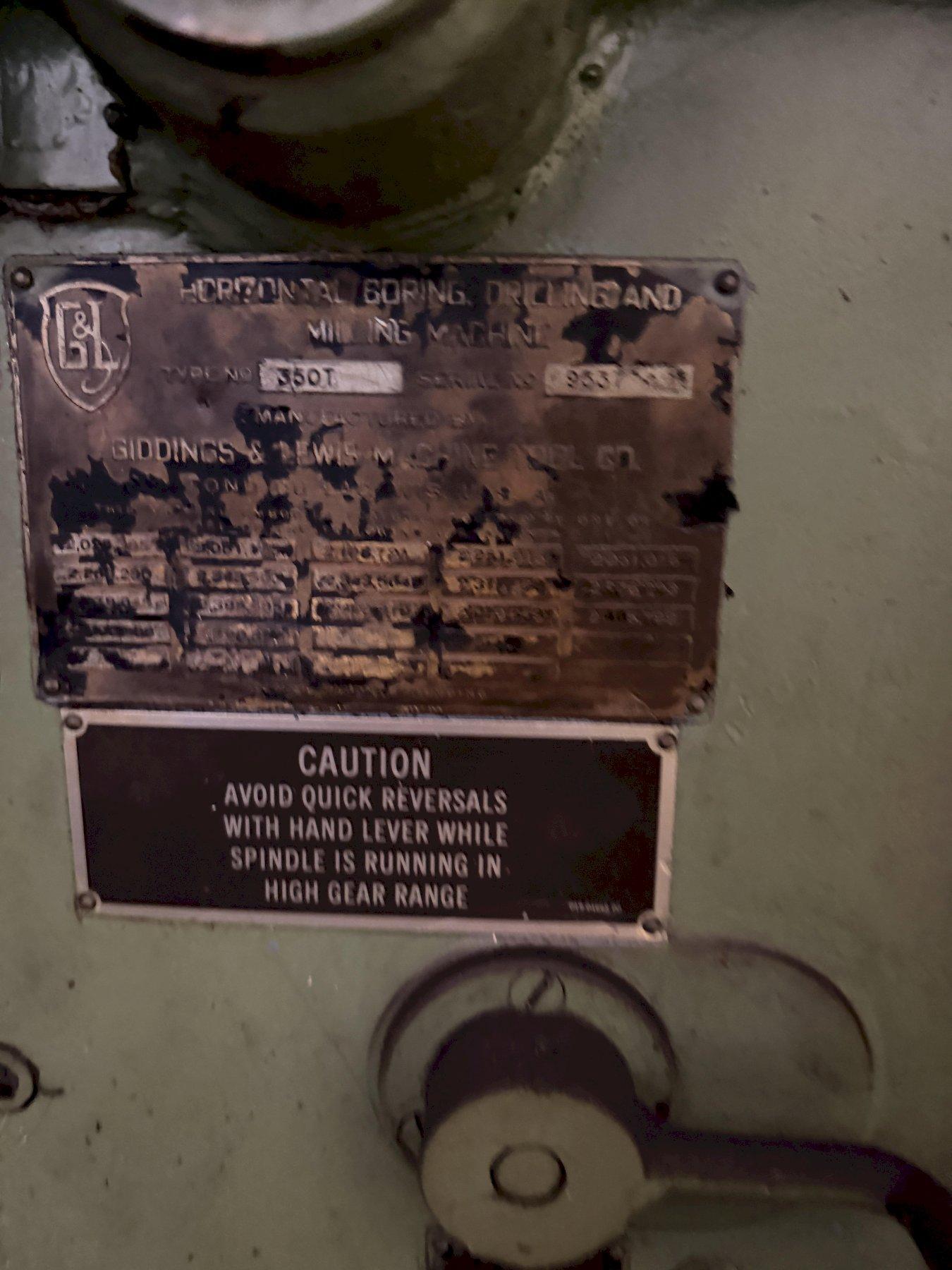 5" Giddings & Lewis #350-T, table type horizontal boring mill - Image 6