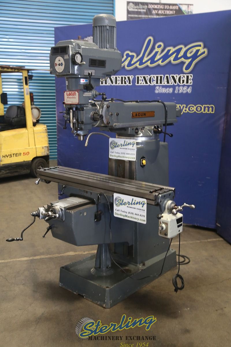 Lagun #FTV-2S, vertical mill, 10" x50" tbl., 30" X, 16" Y, 16" Z, 55-4250 RPM, R-8, power draw bar, variable - Image 1