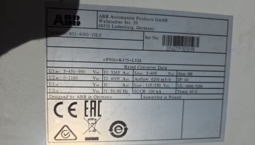 ABB #DCS880-S01-400-0-06L0-100KA-H8, DC Drive Converter - Image 2