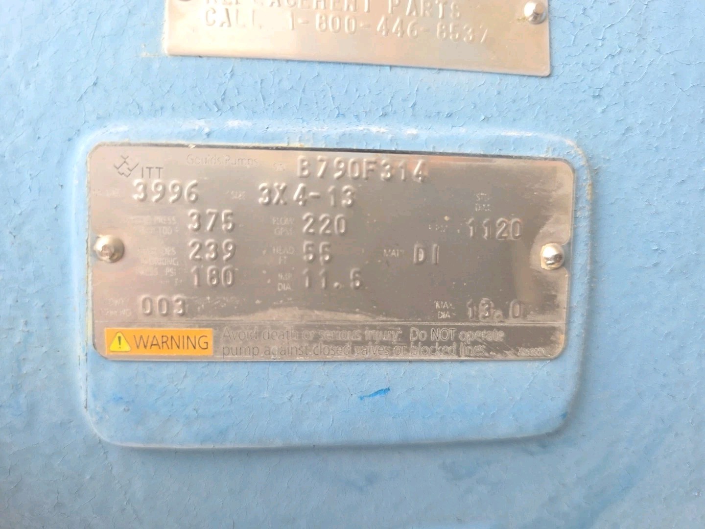 3x4-18 Goulds #3996, Centrifugal Pump, Ductile Iron - Image 2
