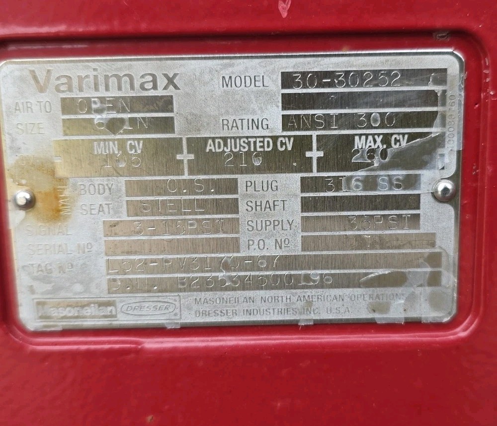 6" Masoneilan #30-30252, Varimax Camflex Control Valve, ANSI 300 - Image 2