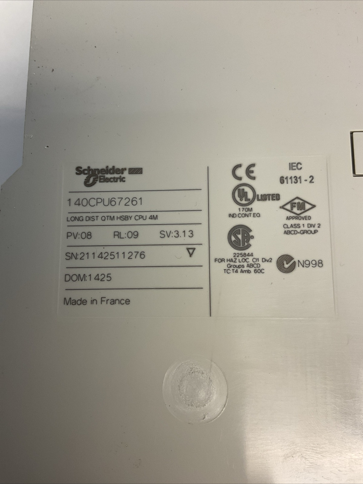 Schneider #140CPU67261, Modicon Quantum PLC CPU Module - Image 3