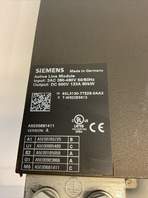 Siemens #6SL3130-7TE28-0AA3, Sinamics Active Line Module - Image 3