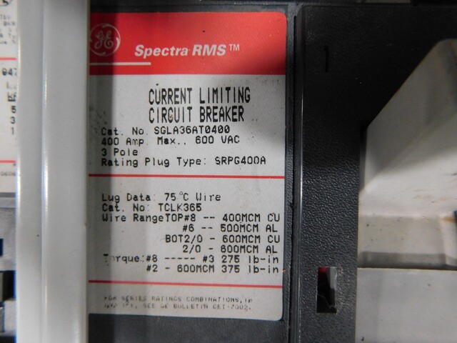 400 Amp. General Electric, Spectra Series, panelboard, 4 W, 480Y/277 Volts - Image 6