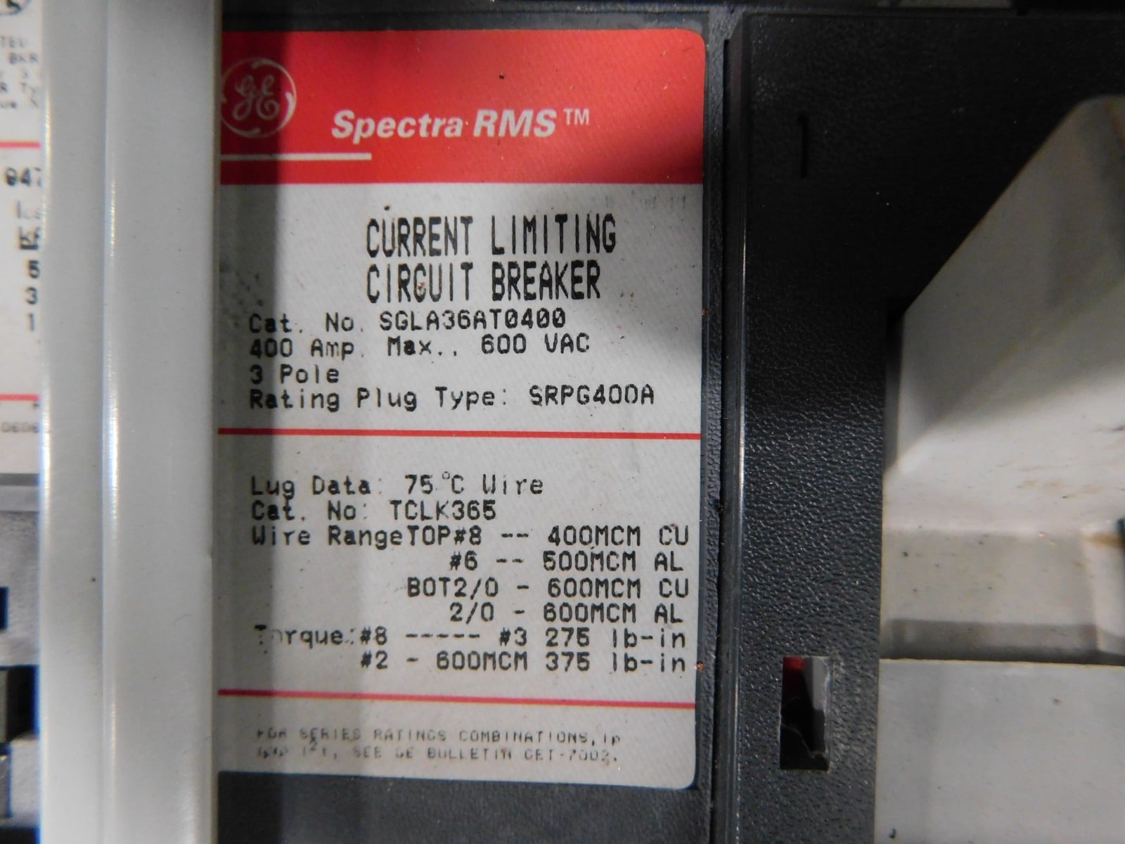 400 Amp. General Electric, Spectra Series, panelboard, 4 W, 480Y/277 Volts - Image 6
