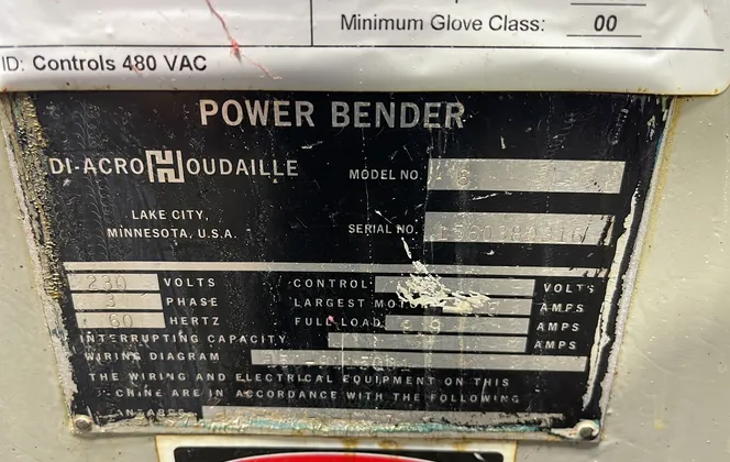 Di-Acro Houdaille #6, Power Bender, Allen-Bradley PanelView 550, 230 V., 3 Ph., 60 Hz. - Image 7