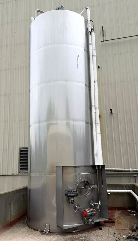 6000 gallon BCAST #BC-ST06000V, sanitary Stainless Steel jacketed mix tank, 7' 6" diameter x 24' 6" OAH, 14 - Image 1