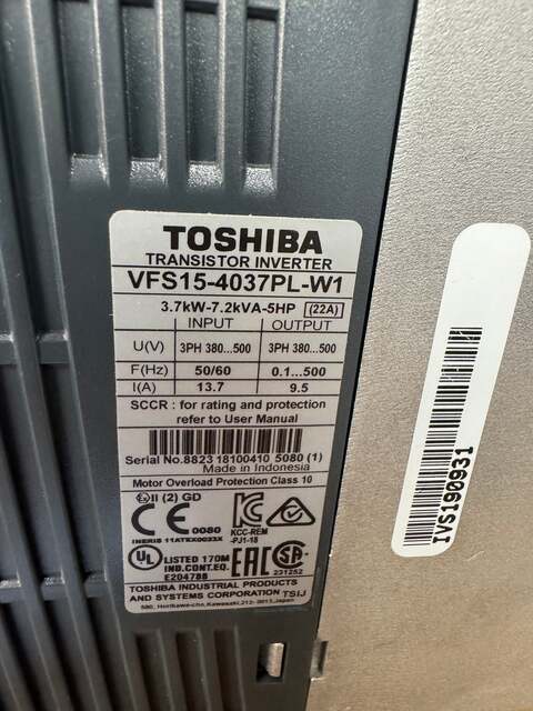 Toshiba VFS15-4037PL-W1 Variable Frequency Drive 380/500V 3-Phase Untested Surplus - Image 10