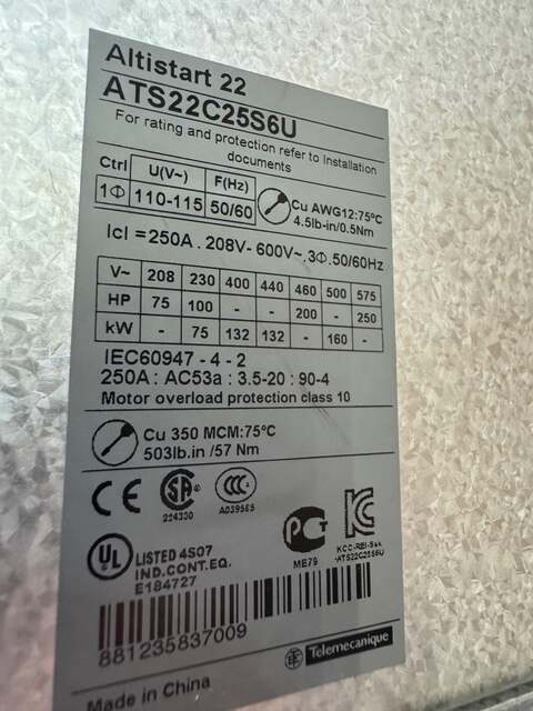 Schneider Electric ATS22C25S6U Soft Starter Untested Surplus - Image 6
