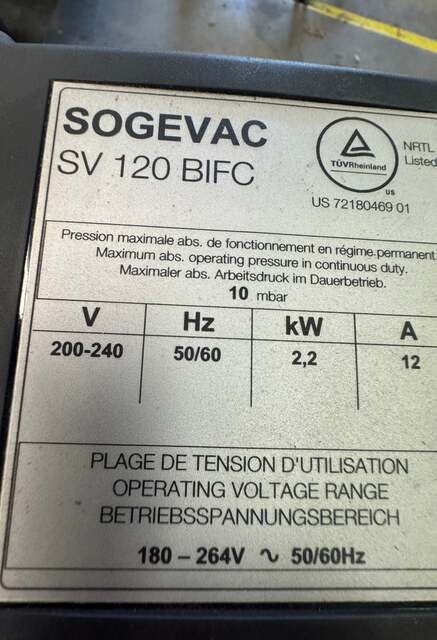 Leybold #SV-120-BIFC, Rotary Vane Vacuum Pump, Single Stage, Oil Sealed, 10 mbar, 2.2 kW - Image 7