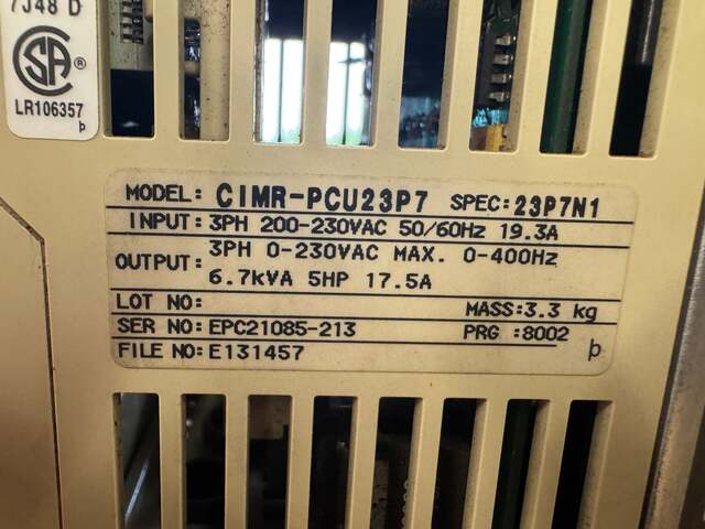 5 HP Saftronics #CIMR-PCU23P7, PC3 Inverter, Variable Frequency Drive, 200-230 Volts, 3 phase - Image 6