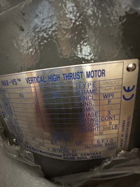20 HP 1755 RPM TECO Westinghouse #4MRCEC, Frame 256VP, weather protected enclosure type 1, 230/460 Volts, 3 - Image 3