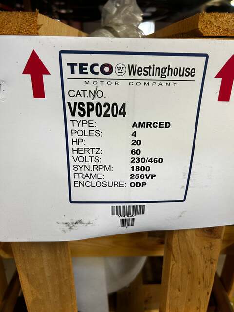 20 HP 1800 RPM TECO Westinghouse #VSP0204, Frame 256VP, ODP, 230/460 Volts, 3 phase - Image 4