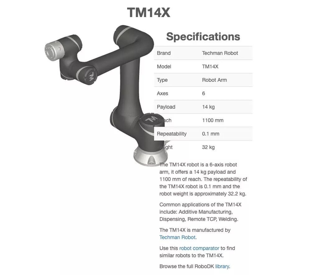 Techman, TM14X, Industrial Robot, 2021 - Image 8