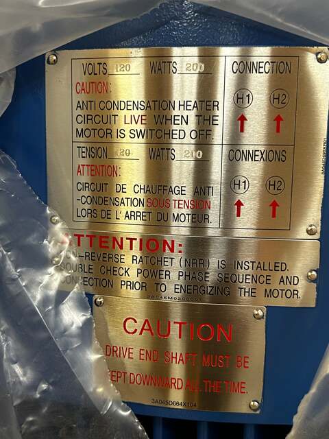 300 HP 1200 RPM TECO Westinghouse #VSTP3006, Frame 5009, TEFC, 460 Volts, Vertical Hollow Shaft, NEW - Image 5