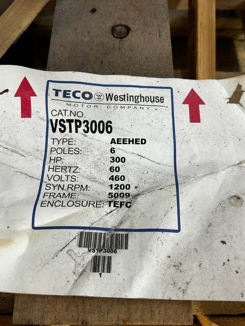 300 HP 1200 RPM TECO Westinghouse #VSTP3006, Frame 5009, TEFC, 460 Volts, Vertical Hollow Shaft, NEW - Image 7