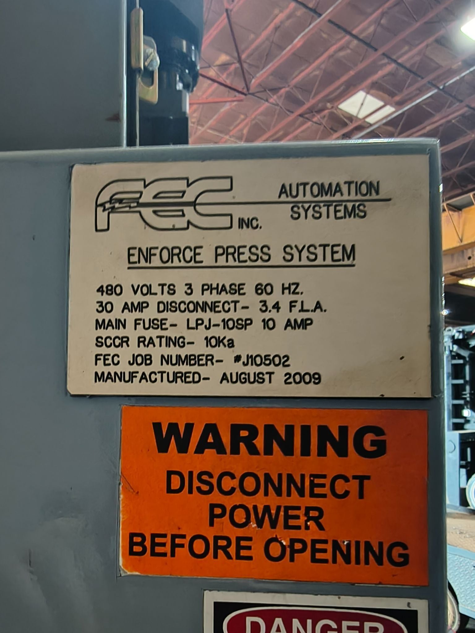 FEC Automation #enFORCE-DPT-202R5025PGB-06A, Digital Servo Press System, 480 V., 3-PH, RM5, w/ tooling, 2009 - Image 5