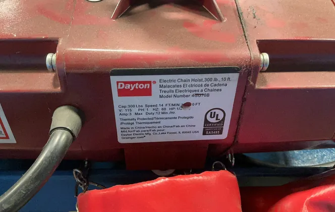 1 Ton, Gorbel, Mobile Gantry Crane, 136" Span, 120" Height, Dayton Chain Hoist & Trolley - Image 4