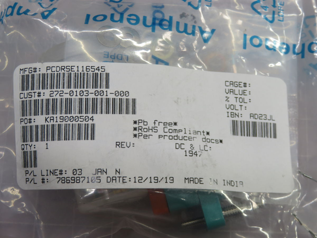Amphenol #272-0103-001-000, Relay Socket, LOT of 22, 2019 - Image 3