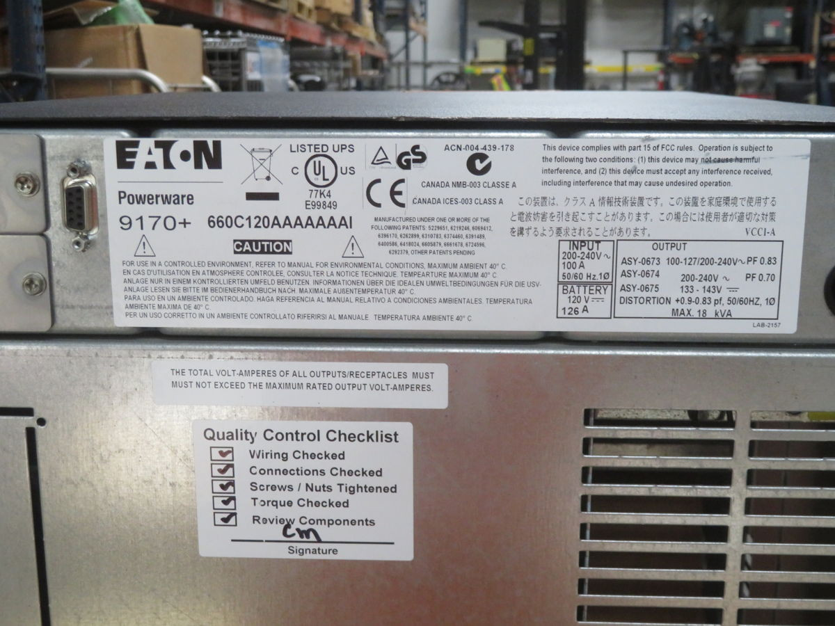 18.0 KVA, Eaton #9170+, uninterruptible power supply - Image 6