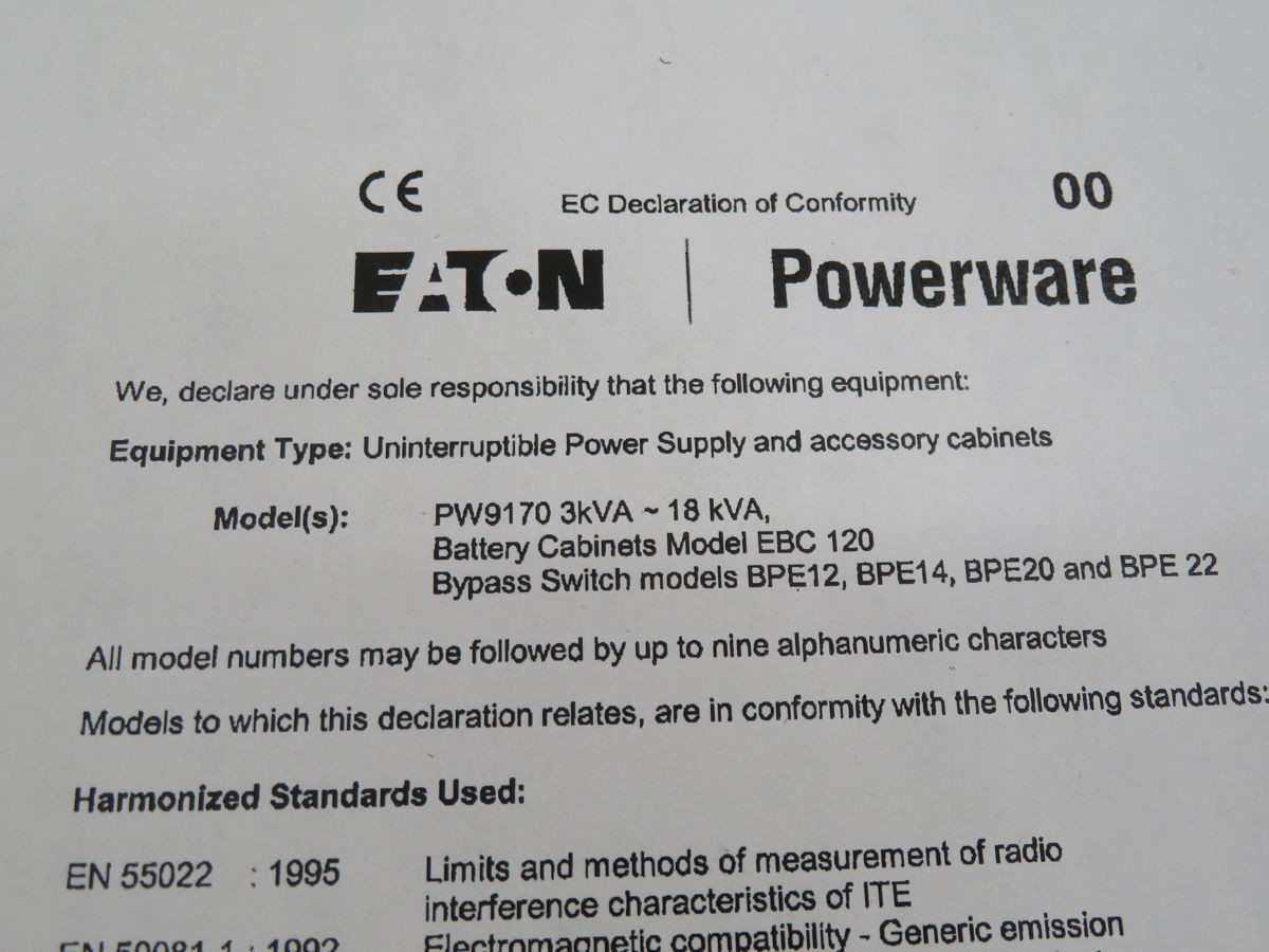 18.0 KVA, Eaton #PW9170, uninterruptible power supply, 200-240 Volts - Image 5