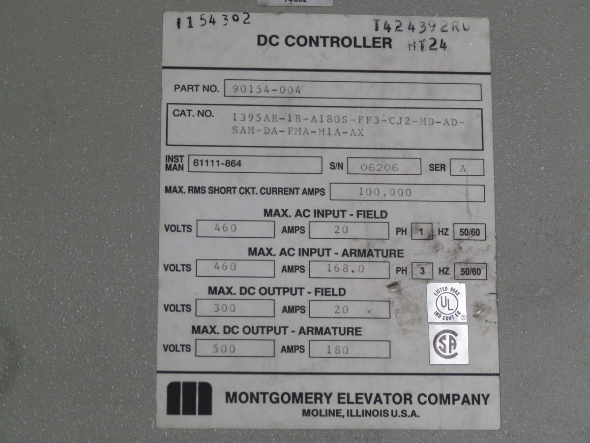 Montgomery Elevator, 1395ar-1b-a180s-ff3-cj2-md-ad-, DC Drive, 180 Amps Output - Image 8