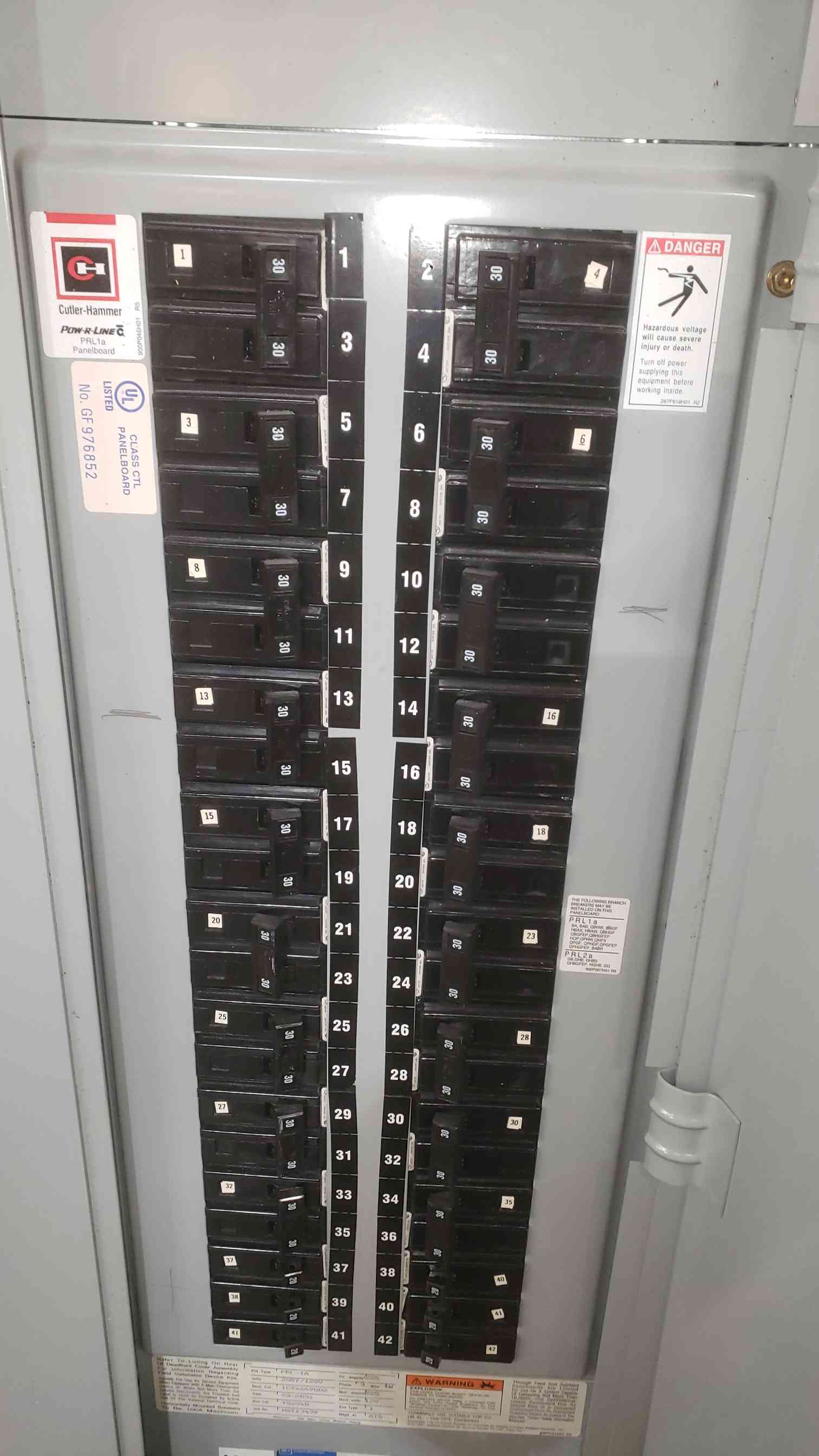 225 Amp. Cutler-Hammer, PRL1A, Pow-R-Line Panelboard, 120/208V, 3PH, 42-Circuit, w/ Bolt-On Breakers - Image 4