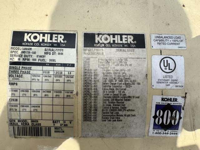 810 KW Kohler #800REOZM, Diesel Generator, 1086 HP, Mitsubishi S12A2-Y1PTA-1 Engine, 277/480 Volts, Open - Image 10
