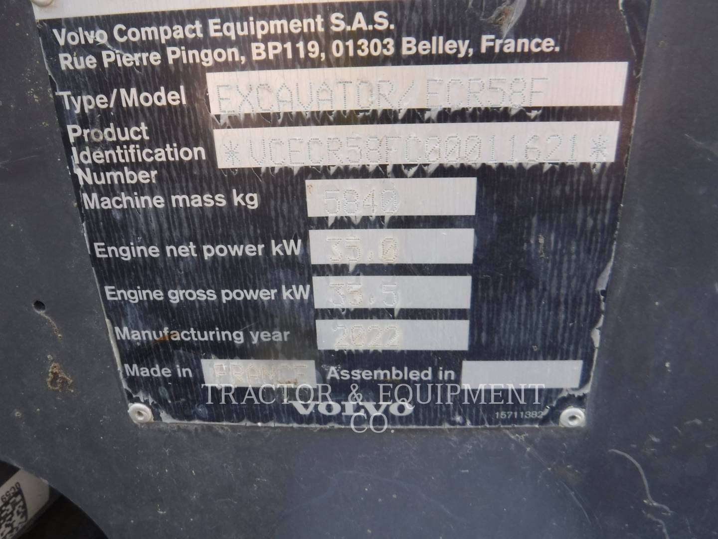 Volvo ECR-58F, 981 hours, S/N: VCECR58FC00011621, 2022 - Image 6