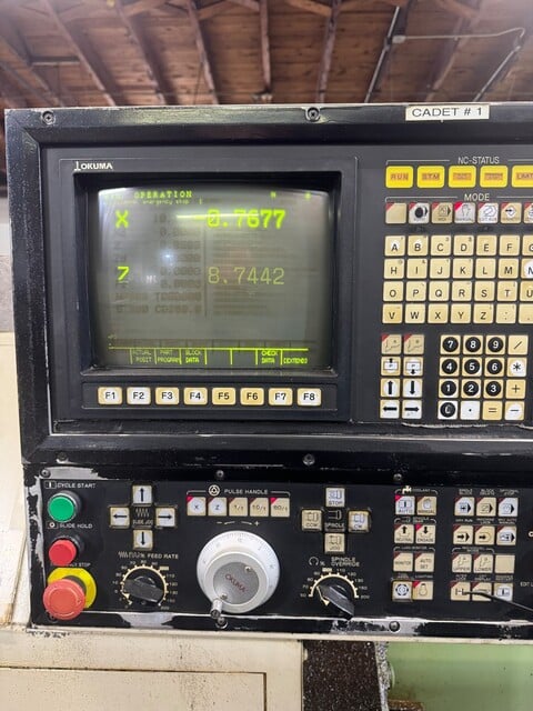 Okuma #Cadet-LNC8, CNC turning center, 15.7" swing, 10" hydraulic chuck, 3 jaw, 2.5" bore, 20.4" centers - Image 2