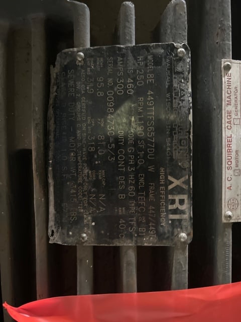 250 HP 1200 RPM Marathon, Frame 447/449T, TEFC, 460 Volts - Image 2