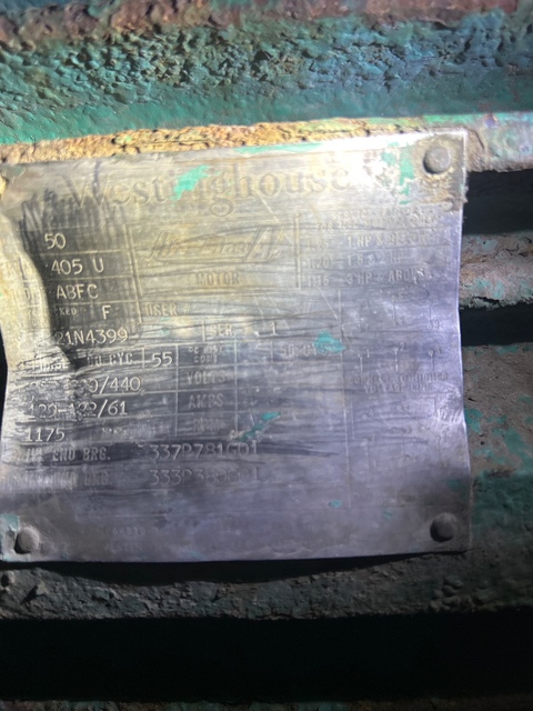 50 HP 1200 RPM Westinghouse, Frame 405U, TEFC, 440 Volts - Image 3