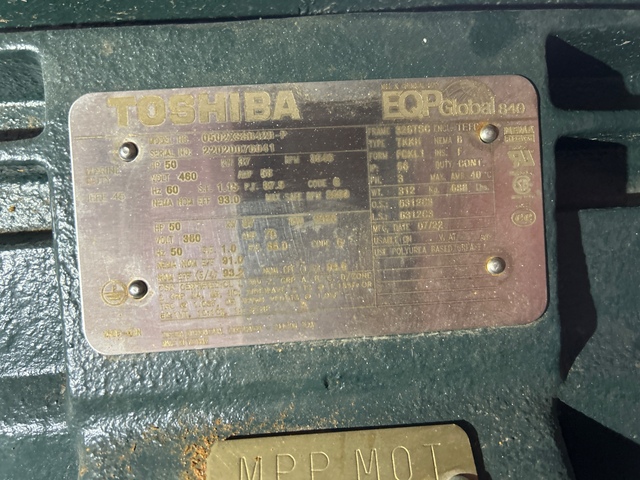 50 HP 3600 RPM Toshiba, Frame 326TSC, TEFC, 460 Volts (2 Available), new - Image 1