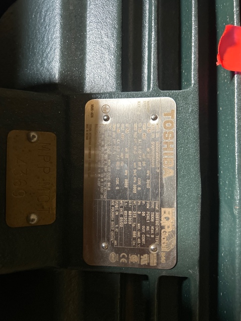 50 HP 3600 RPM Toshiba, Frame 326TSC, TEFC, 460 Volts (2 Available), new - Image 8