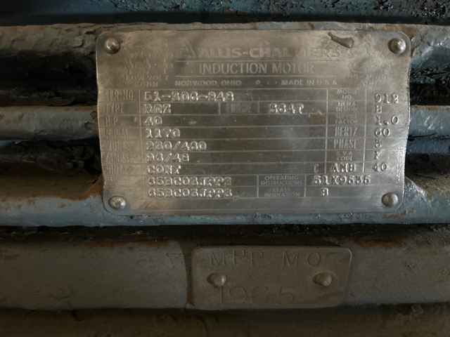 40 HP 1200 RPM Allis-Chalmers, Frame 364T, TEFC, 230/460 Volts, reman. - Image 2