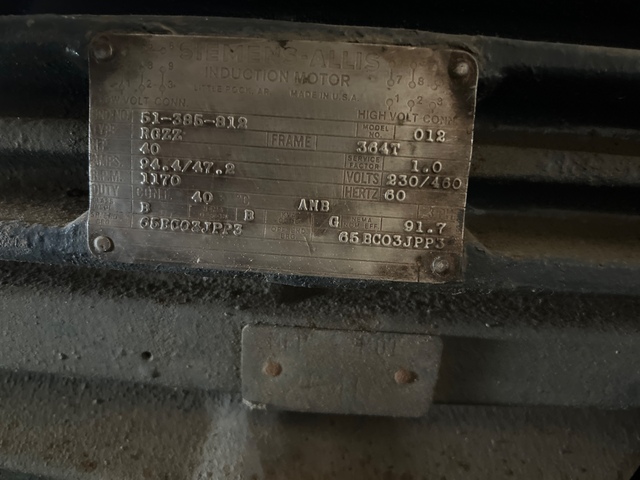 40 HP 1200 RPM Siemens-Allis, Frame 365T, TEFC, 230/460 Volts - Image 2