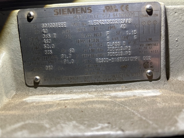 40 HP 900 RPM Siemens, Frame 365T, TEFC, 460 Volts, reman. - Image 1