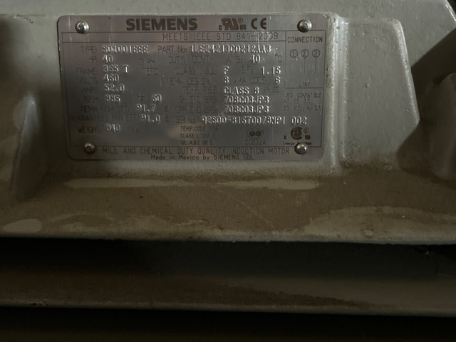 40 HP 900 RPM Siemens, Frame 365T, TEFC, 460 Volts, reman. - Image 2