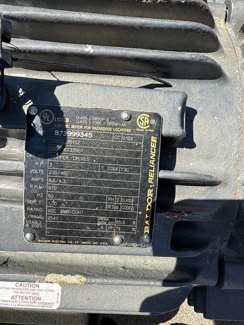 3 HP 870 RPM Baldor, Frame 254T, 230 v. - Image 1